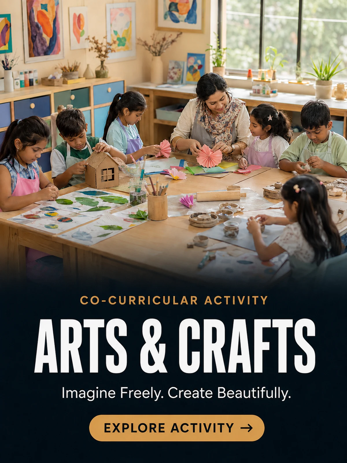 Children taking part in arts and crafts