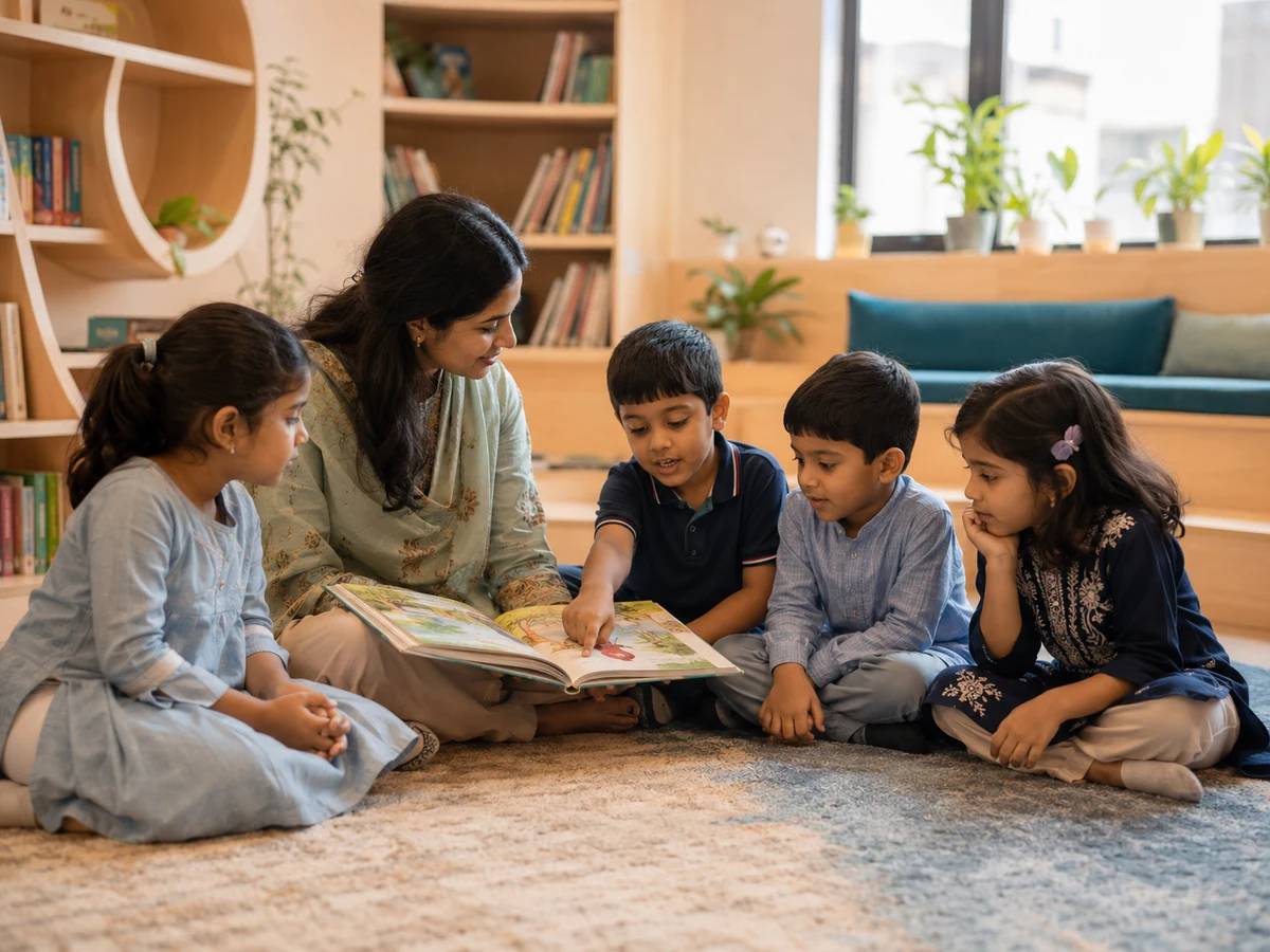 Moonbeam educator reading with young children